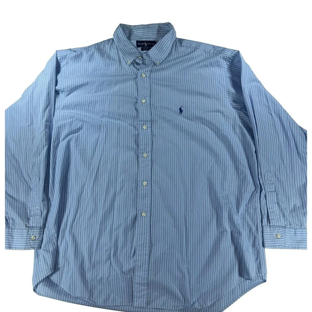 Polo Ralph Lauren Blue Mens Dress Shirt Size 18 35